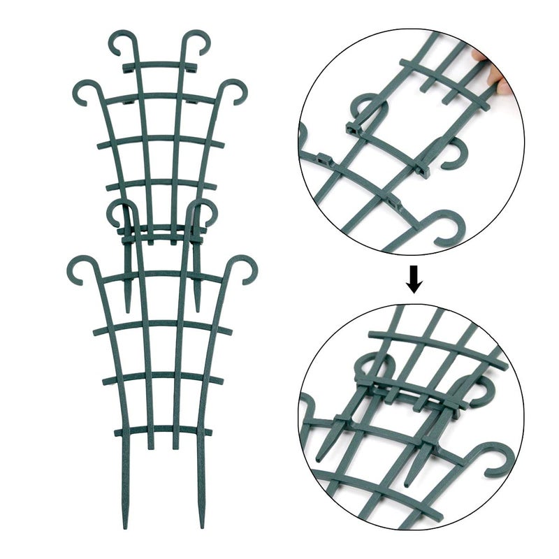 UWIOFF 12 Pack Trellis for Potted Plants, Garden Trellis for Climbing Plants Plastic Mini Climbing Plant Trellis Flower Pots Support Stackable Trellis for Climbing Plants Peas, Dark Green - Image 4
